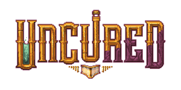 Uncured A golden logo reminiscent of a Jugendstil typeface with a cow catcher and some tracks beneath it. A quarter of the logo is beginning to get corrupted with a purpleish-magenta, fleshy coloration. The letter "U" leads into a train whistle.